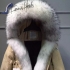 Moncler beige jacket with white fox fur